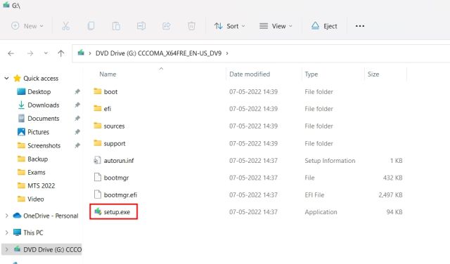 ISO ఇమేజ్ నుండి Windows 11 22H2కి అప్గ్రేడ్ చేయండి